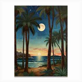 William Morris Palm Trees At Sunset Canvas Print