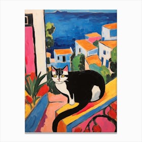 Painting Of A Cat In Sicily Italy 2 Canvas Print