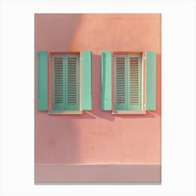 Shutters On A Pink Wall Canvas Print
