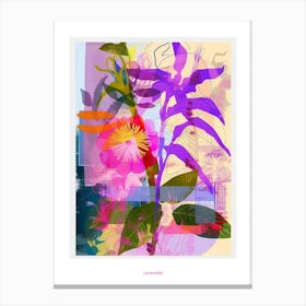 Lavender 4 Neon Flower Collage Poster Canvas Print
