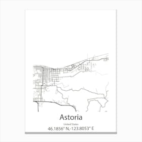 Astoria,United States Minimalist Map 1 Canvas Print