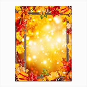 Autumn Leaves Glowing With Bright Yellows Fiery Oranges And Deep Reds Encased Within A Whimsical 2 1 Canvas Print