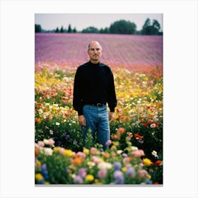 Steve Jobs In A Flower Field Canvas Print