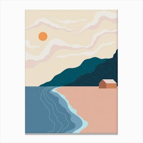 Beach House Illustration Canvas Print