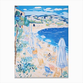 Porto Cervo, Sardinia   Italy Beach Club Lido Watercolour 2 Canvas Print