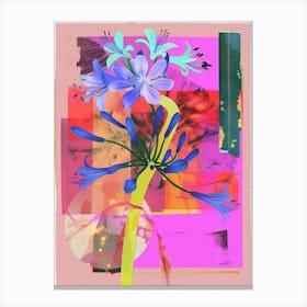 Agapanthus 4 Neon Flower Collage Canvas Print