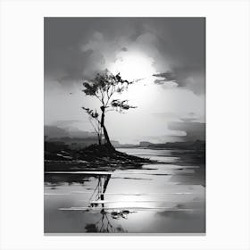 Tranquility Abstract Black And White 3 Canvas Print