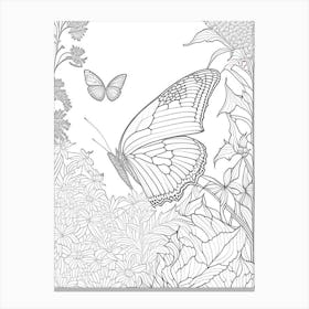 Butterfly In Garden William Morris Inspired 3 Canvas Print