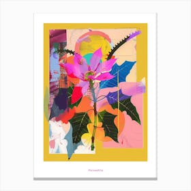 Poinsettia 1 Neon Flower Collage Poster Canvas Print