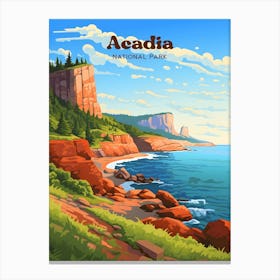 Acadia National Park Maine USA United States Travel Illustration Canvas Print