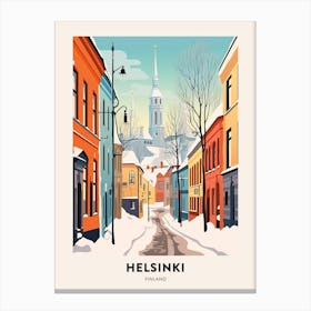 Vintage Winter Travel Poster Helsinki Finland 3 Canvas Print
