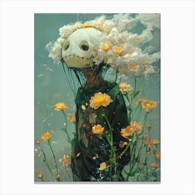 Skeleton With Flowers Canvas Print