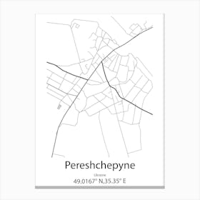 Pereshchepyne,Ukraine Minimalist Map Canvas Print