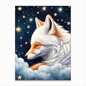Fox Sleeping In The Clouds-Peaceful Canvas Print
