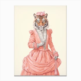 Tiger Illustrations Wearing A Ball Gown 3 Canvas Print