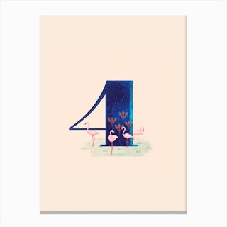 Letter 4 Flamingoes Canvas Print