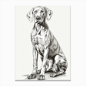 Weimaraner Dog Line Sketch 3 Canvas Print