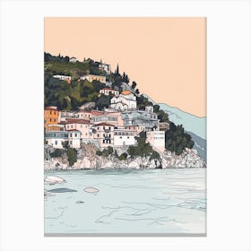 Mount Athos Greece Color Line Drawing (8) Canvas Print