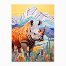 Patchwork Rhino Warm Colours 4 Canvas Print