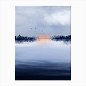 Wintery Moody Water Landscape Art Print Canvas Print