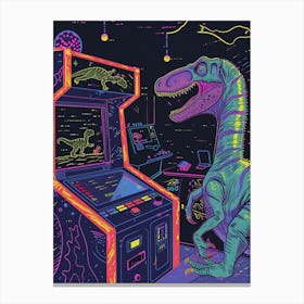 Dinosaur Retro Video Game Illustration 1 Canvas Print
