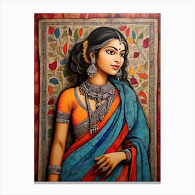 Default Colorful Traditional Madhubani Art From India Of A Wom 0 Canvas Print