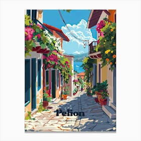 Pelion Greece Island Digital Travel Illustration Stampe su tela