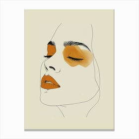 Portrait Of A Woman Minimalist Line Art Monoline Illustration 4 Canvas Print