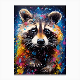 A Baby Raccoon Vibrant Paint Splash 4 Canvas Print