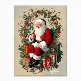 Santa Claus In A Wreath Canvas Print