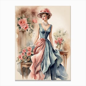 Vintage Woman In A Dress Canvas Print