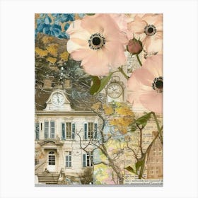 Blush Pink Flowers Scrapbook Collage Cottage 1 Canvas Print