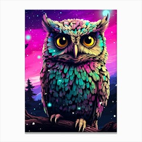 Owl In The Night Sky Canvas Print