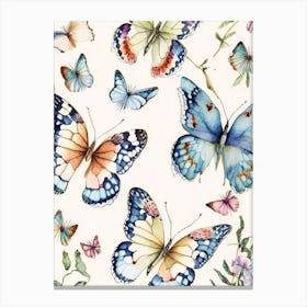 Butterflies Repeat Pattern Watercolour Ink 1 Canvas Print