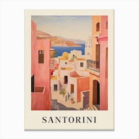 Santorini Greece 4 Vintage Pink Travel Illustration Poster Canvas Print