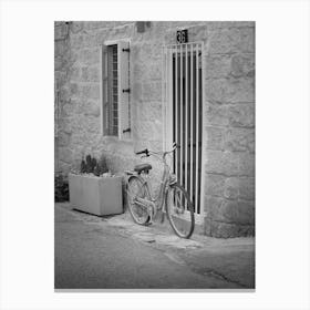 A Bike in the Maltese Streets | Black and White Photography Canvas Print
