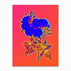 Neon Noisette Roses Botanical in Hot Pink and Electric Blue n.0057 Canvas Print