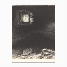 Precarious Glimmering, A Head Suspended (1891), Odilon Redon Canvas Print