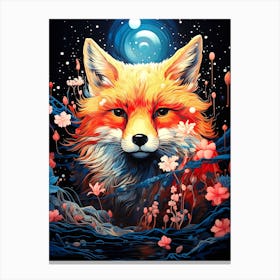 Fox In The Moonlight Canvas Print