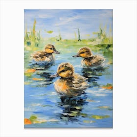 Ducklings Impressionism Style 4 Canvas Print