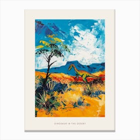 Colourful Dinosaur In The Desert Painting 2 Poster Canvas Print