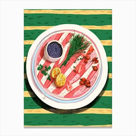 A Plate Of  Ingredients,  Top View Food Illustration 3 Canvas Print
