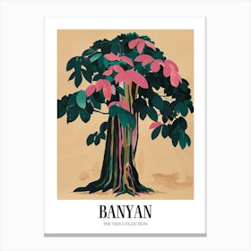 Banyan Tree Colourful Illustration 3 Poster Canvas Print