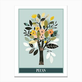 Pecan Tree Flat Illustration 2 Poster Canvas Print