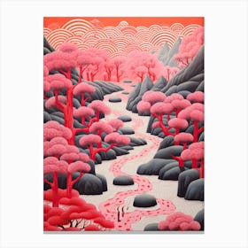 Kyoto Zen Gardens Abstract Riso Style 1 Canvas Print