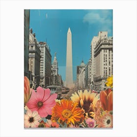 Buenos Aires   Floral Retro Collage Style 2 Canvas Print