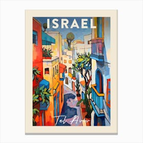 Tel Aviv Israel 3 Fauvist Painting Travel Poster Canvas Print