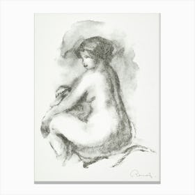 Study Of A Nude , Seated Woman, Pierre Auguste Renoir Canvas Print