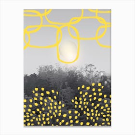 Forest With Yellow Shapes Canvas Print