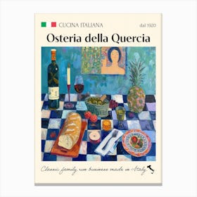 Osteria Della Quercia Trattoria Italian Poster Food Kitchen Canvas Print